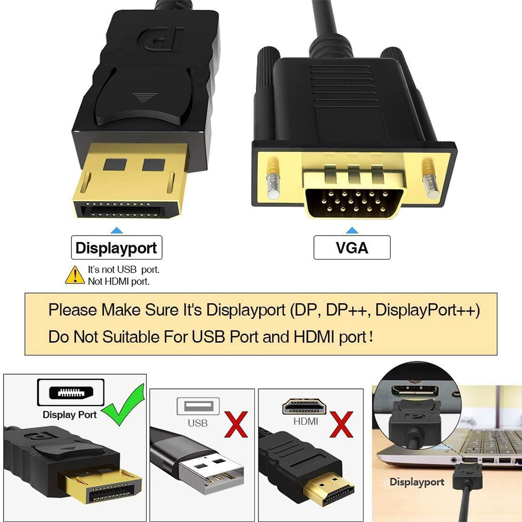 dp to vga, display port to vga, dp vga cable