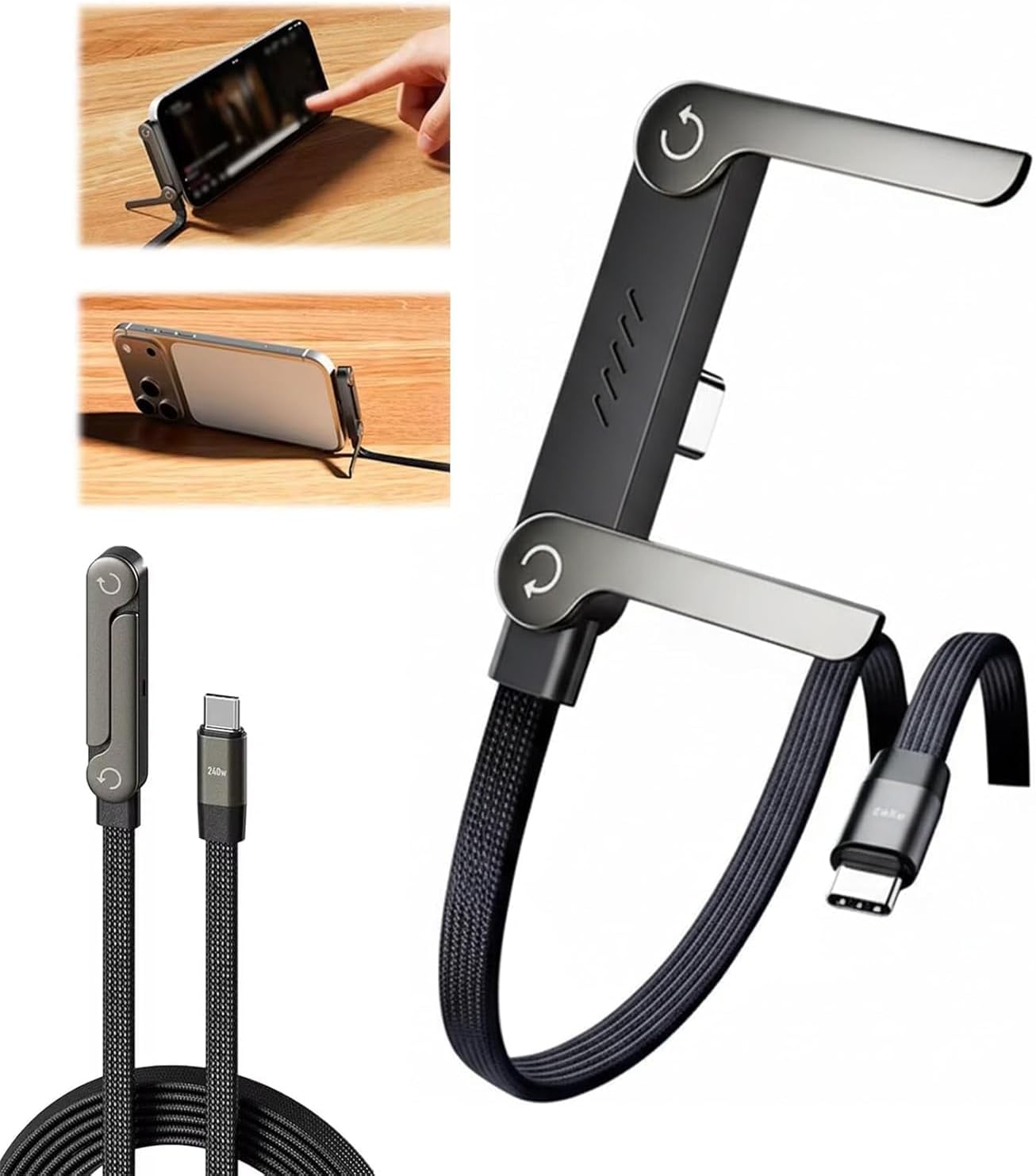 type c to usb c 240w cable with stand, usb c fast charging cable