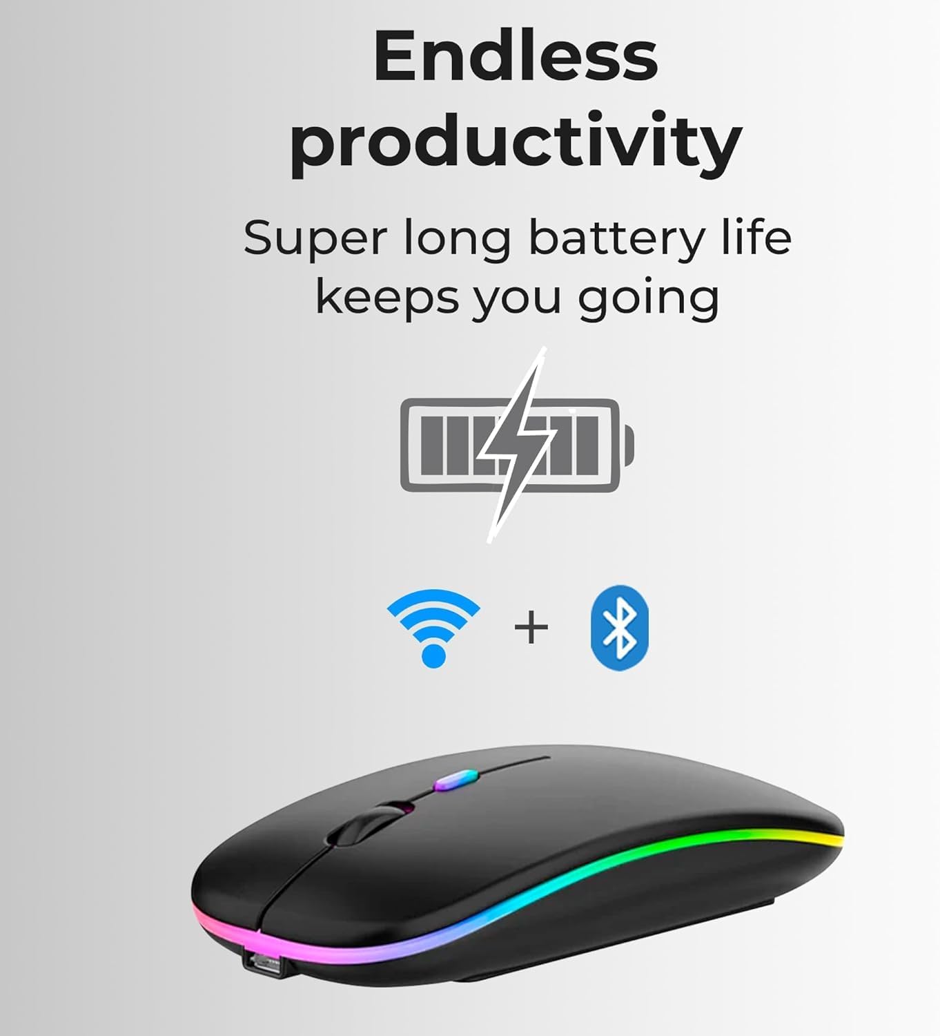 wireless mouse bluetooth rechargeable for tablet laptop ipad mobile silent gaming