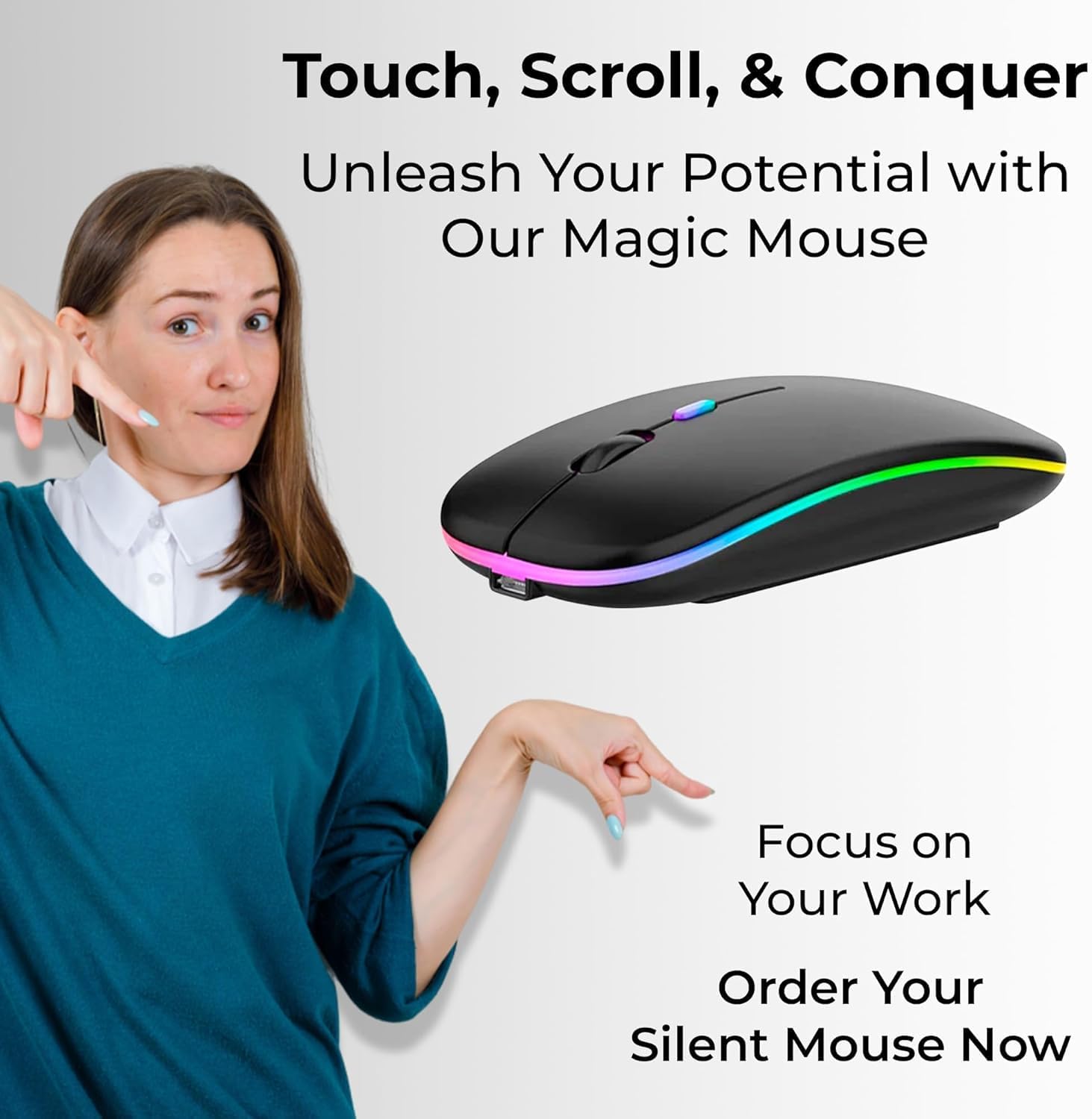 wireless mouse bluetooth rechargeable for tablet laptop ipad mobile silent gaming